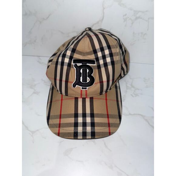 Burberry Vintage Check Baseball Cap with TB Logo - Picture 1 of 6